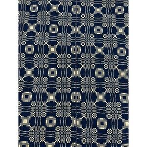Antique Primitive Indigo Blue White Signed Hand Woven Jacquard Overshot Coverlet